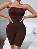 Fábrica de Origem Comércio Exterior Transfronteiriço Novo Estilo Europeu e Americano Controle de Barriga Ombro a Ombro Feminino Sem Costura Alta Elasticidade Body Modelador