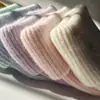 Gorro de Punto de Conejo Angora de Doble Dobladillo Moderno Cálido Color Sólido Liso Otoño e Invierno Versátil Color Caramelo Raya Vertical para Mujer
