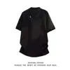 Moletom redondo extra grande e grosso de manga curta para outono e inverno para homens, plus size, corte solto, blusa básica quente de meia-manga para pessoas altas e corpulentas
