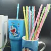Despeje 27 cm Paja Alargada con Rosca de Anillo Desechable de Plástico Duro Recta Tubería de PP Grado Alimenticio Paja de Doble Color con Hebilla