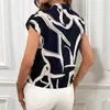 2025 Ropa de Mujer Europea y Americana Amazon Nuevo Primavera y Otoño Elegante Estampado Corbata en el Cuello Mangas Murciélago Camisa Top
