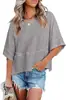 2025 Venta Caliente Transfronteriza Europea y Americana de Amazon Nuevo Patchwork Color Sólido Manga de Campana Casual Holgado Camiseta Top Ropa para Mujer