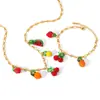 Joia Personalizada Processada Pingente de Resina Cereja Melancia Morango Colar de Aço Inoxidável Feminino Pulseira de Aço Titânio Estilosa Versátil