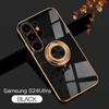 Adecuado para Funda de Teléfono Móvil Samsung S25Ultra S24Fe Color Sólido Galvanoplastia 2D Soporte de Anillo para Coche A16 Cubierta Protectora 5g