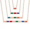 Regalo de Acción de Gracias Transfronterizo Europeo y Americano Colgante Rectangular de Alto Nivel Chapado en Cobre Oro de 18 Quilates Collar con Piedra de Nacimiento de Diciembre para Mujer