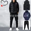 Comercio Exterior Transfronterizo Conjunto de Tres Piezas Sudadera Chaleco para Hombre y Mujer con Forro Polar y Estampado de Corazón Traje Deportivo con Capucha Casual