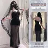 Vestido de Noiva Escuro Lingerie Cosplay Renda Véu Adereços de Cabeça Halloween Gótico Adereços para Fotos qqny