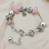 Venta Caliente Transfronteriza Nuevo AliExpress DIY Pulsera de Cuentas de Vidrio Rosa Panjia Cuentas de Agujero Grande Personalizada Todo-partido Accesorio de Mano
