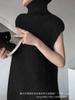Suéter sin mangas de cuello alto esponjoso estilo socialité de moda Chaleco de punto interior Camiseta base adelgazante para mujer