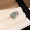 Anel aberto multicamadas em forma de diamante de zircônia estilo retrô francês, anel de dedo indicador de nicho de alta qualidade, joia de design de luxo leve