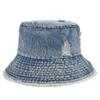 Sombrero de Cubo Desgastado con Agujero de Rebabas Lavado Vintage de Mezclilla Cara Pequeña para Niños Informal Japonés Versátil Sombrero de Pescador