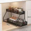 Estante de Almacenamiento para Fregadero de Cocina del Hogar Gabinete Deslizante Estante Deslizante por Capas Cesta Deslizante Estante de Almacenamiento para Platos de Fregadero Condimentos