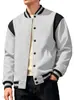 Jaqueta Bomber de Fleece com Forro, Gola Alta, Patchwork, Estilo High Street, Esportiva Casual, Best-Seller na Amazon Europeia e Americana, para Homens