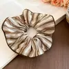 Goma para el Pelo de Tela a Rayas Florales de Doble Capa Estilo Coreano para Recogido en la Parte Trasera de la Cabeza, Goma Grande para Cabello Grueso, Accesorio para el Cabello