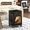 Papelera de Estilo Vintage con Tapa abatible y Ruedas, Nuevo Modelo 2025, para Uso Doméstico en Sala de Estar, Lujo Ligero, Alto Valor Estético, Doble Compartimento para Dormitorio
