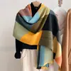 Bufanda Nueva de Color Liso Empalmada para Mujer en Invierno, Bufanda Versátil de Alta Gama Estilo Coreano de Fibra de Poliéster para Mujer
