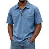Comercio exterior transfronterizo sitio independiente de Amazon Y2 nueva moda masculina color liso retro manga corta cuello camisero polo para hombre