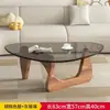Mesa de centro de cristal, mesa de centro creativa y moderna para sala de estar, adecuada para apartamentos pequeños, mesa pequeña minimalista moderna de lujo ligero
