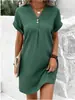 Ropa Europea y Americana para Mujer Transfronteriza 2026 Nuevo Amazon Suéter de Color Sólido con Cuello en V Vestido Casual Cómodo con Botones