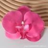 Flor Artificial Pegamento 3D Cabeza de Flor Phalaenopsis Regalo de Acompañamiento Decoración de Ropa Flor Falsa Red de Flores Pinza para el Cabello Roja Accesorios Florales DIY