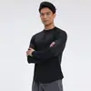 Camiseta Deportiva de Manga Larga Lisa Sencilla para Hombre, Redonda, para Exteriores, Primavera y Otoño, Fitness, Casual, Ajustada, Absorbente de Sudor, Elástica