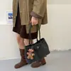 Bolso Tote de Cuadros Nuevo Otoño 2026 para Mujer Moda Viaje Diario Bolso de Hombro Único Lana Simple Gran Capacidad Bolso de Mano