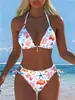 Biquíni de Moda Praia Sexy Colorido Liso Estilo Europeu e Americano Verão 2027 Biquíni de Três Peças para Mulheres