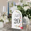Tarjeta de Mesa Arqueada Acrílica Transfronteriza Tarjeta de Número de Mesa de Boda Tarjeta de Mesa Tarjeta de Asiento Hermosa Flor Tarjeta de Mesa Digital