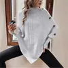 Aliexpress Ropa de punto de cuello alto transfronteriza europea y americana Amazon Otoño e Invierno Nueva Camisa murciélago con decoración de botones Ropa de punto de ochos