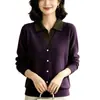 Top de punto de manga larga con cuello, estilo falso dos piezas, corto, suéter de moda para mujeres de mediana edad y mayores, top de punto para mamás