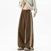 Nuevos Pantalones Casuales de Algodón 380g Otoño 2026 con Bloques de Color y Cordón, Corte Holgado Unisex, Pantalones Rectos Versátiles y Modernos
