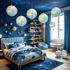 Linterna de Papel Mapa del Mundo Decoración Día de la Tierra Primer Día de Clases Colgante de Techo para Aula Linterna Globo