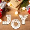 Enfeites Decorativos de Madeira de Natal Transfronteiriços com 26 Letras e Design de Padrão Floral para Artesanato e Decoração Caseira