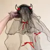 Diadema Corona Negra con Velo Gótico de Halloween para Mujer, Diadema Elegante de Rosa de Alta Gama, Vestido de Fiesta Festivo
