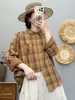 Camisa de Manga Larga a Cuadros Nueva Primavera 2026, Elegante, Rejuvenecedora, Adelgazante, Versátil, Camisa Casual Vintage 8212