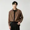 Nueva camisa de hombre para otoño e invierno, talla grande, color liso, lino sintético, diseño de dos piezas, corte holgado, camisa de manga larga para hombre
