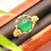 Anillo Popular de Calcedonia 2025, Lujoso, Exquisito y Atmosférico, Flor Verde, Anillo para Mujeres Ricas, Ajustable 8134