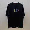 100% algodão, com estampa de letras Vano transfronteiriça, modelagem solta, gola redonda, manga curta, unissex, estilo verão, por Warren Tian N