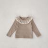 Ins 2026 Estilo Primavera y Otoño 0-3 Años Camiseta Básica para Bebé Niña con Cuello de Encaje Camiseta de Manga Larga Top Versátil para Niñas