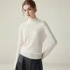 Suéter de punto 100% cachemir puro de cuello alto medio para mujer, nueva capa base ajustada otoño/invierno, elegante y con estilo para el trabajo