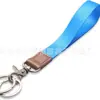Llavero con Lanyard de Muñeca de Cuerda Corta + Lanyard Tejido de Poliéster con Doble Anillo + Piel de PU Personalizado