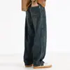 Nuevos jeans rectos casuales de lavado vintage americano desgastado para hombre, pantalones largos de pierna ancha holgados, primavera y otoño 2023