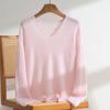 Estilo Nuevo Otoño e Invierno 100% Cachemira Pura Casual Versátil Holgado Hueco Perezoso Cuello en V Suéter de Punto de Manga Larga