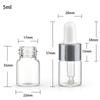 En stock 5ml10ML botella de vidrio de muestra transparente marrón botella cuentagotas rafting embotellado de aceite esencial venta al por mayor