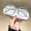 Gafas Adelgazantes de Montura Cuadrada que se Pueden Adaptar con Lentes Graduados, Gafas Anti Luz Azul, Monturas de Gafas de Montura Grande, Modernas y Esenciales para el Trabajo, Gafas Anti Luz Azul