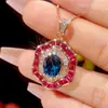 Otoño e Invierno Nuevo Joyería Huabi Corindón Rojo Artificial Forma de Huevo Textura Oro Rosa Conjunto Piedra Principal de Cuenta 6*8