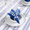 Anel de guardanapo de orelhas de coelho em tecido xadrez Decoração de mesa para festa de banquete de casamento de hotel anel de guardanapo