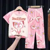 Pijama de Verano para Niños de Tailandia, Camiseta de Manga Corta y Pantalones Cortos, Delgado, Infantil, Nuevo 2025, Ropa de Casa para Niños, Traje para Niños Medianos y Grandes