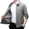 Nueva Chaqueta de Hombre para Primavera y Otoño Ropa de Trabajo Ejecutiva Funcionario Negocios Clásica Cuello Solapa Chaqueta de Seda de Leche