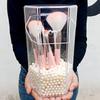 Cubo de Almacenamiento de Pinceles de Maquillaje Acrílico Transparente Caja de Almacenamiento de Pinceles de Belleza Barril para Pinceles Herramienta para Pinceles a Prueba de Polvo con Perlas